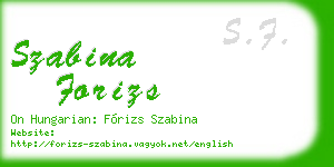szabina forizs business card